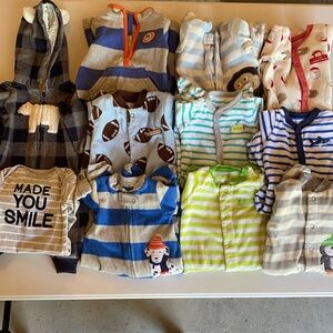 11 piece baby boy pajama and playset bundle; 3 months; fall, winter; Carter’s